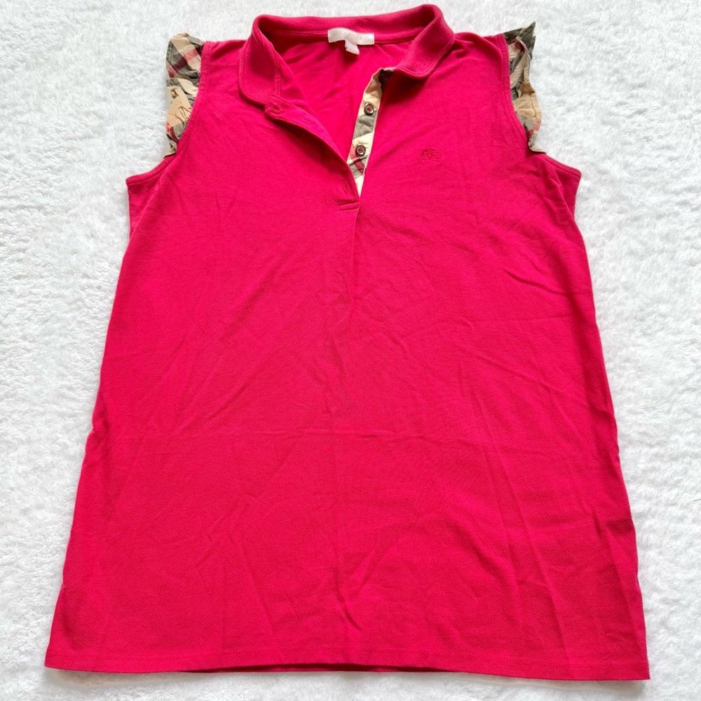Burberry Big Girls size 14 Polo sleeveless pink nova check horse tops